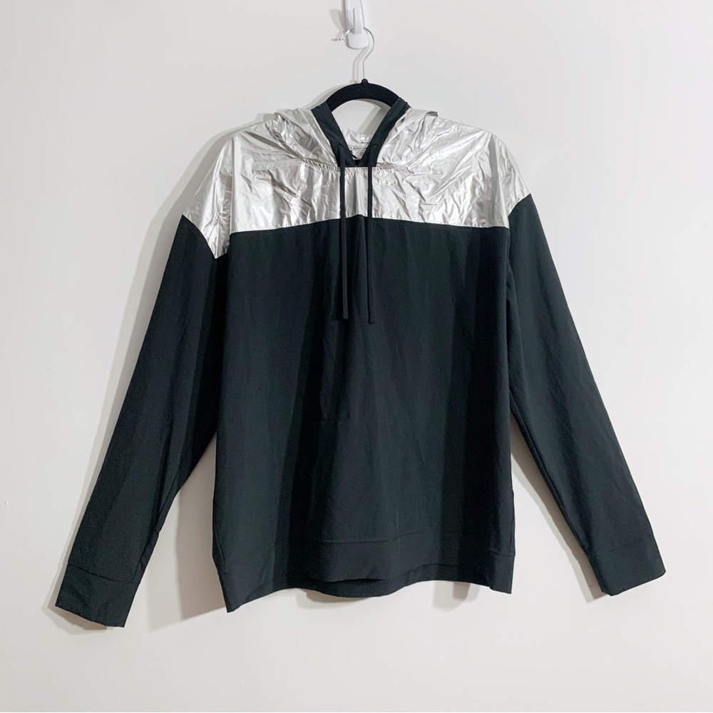 Victoria’s Secret Sport Hoodie Women’s L Black Silver Metallic